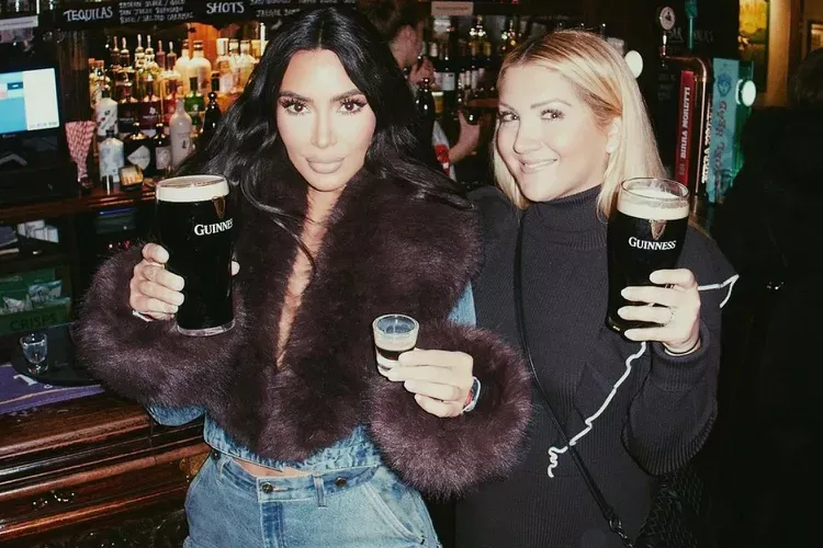 Kim Kardashian drinking a Guiness