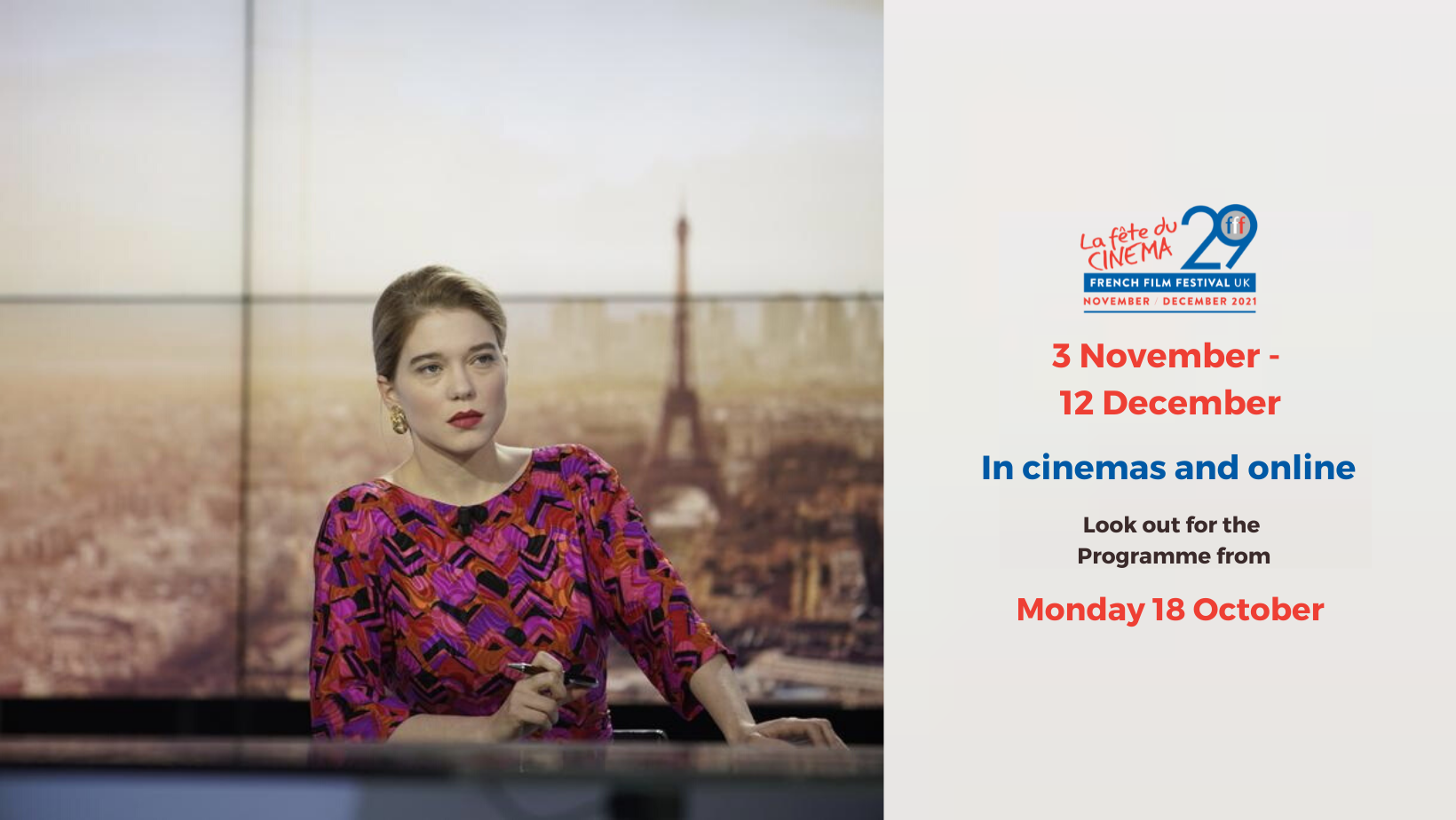 Le French Film Festival aura lieu au Royaume-uni du 3 novembre jusqu'au 12 décembre