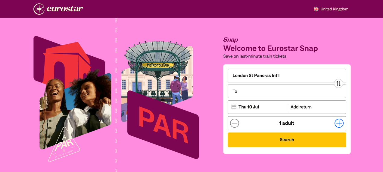 Eurostar Snap : voyager en Europe avec jusqu'à 50% de réduction sur les billets de dernière minute