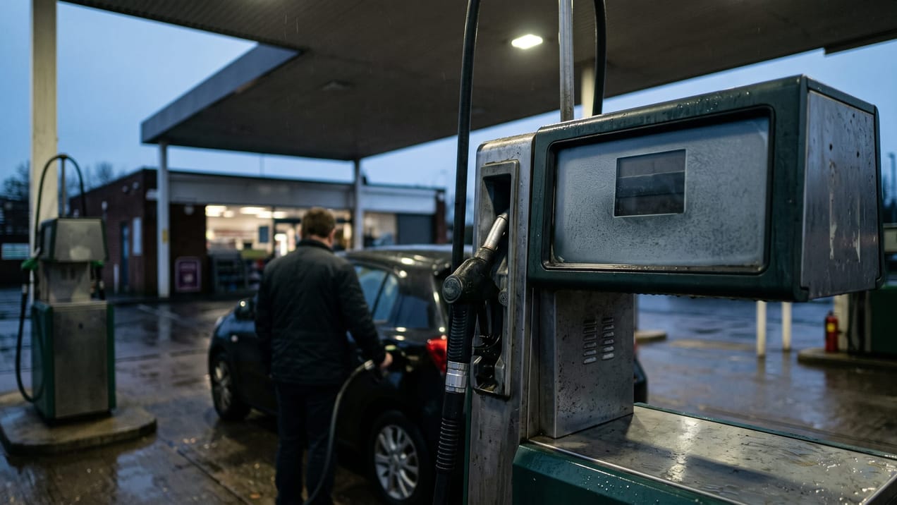 Une station-service au Royaume-Uni où le prix du diesel affiche un niveau record.