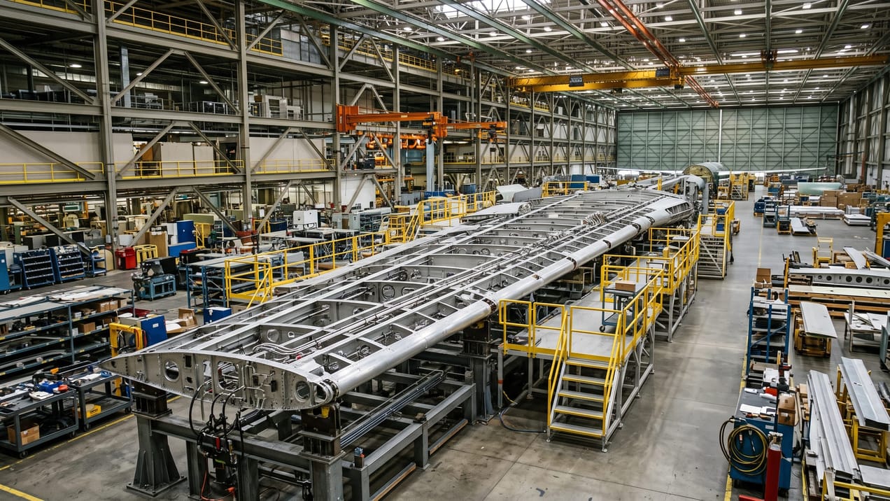 Chaîne d'assemblage aéronautique illustrant le différend commercial autour du financement d'Airbus.